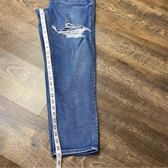 American Eagle Mom Straight Jean Womens Size 10 Stretch Distressed Ripped Blue - Picture 7 of 10